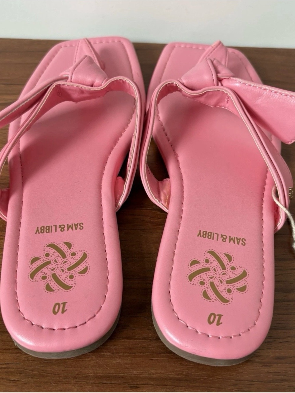 New Sam & Libby Tia Pink Bow Womens Sandals Flip Flops Slides Preppy Coquette 10 - Picture 4 of 6